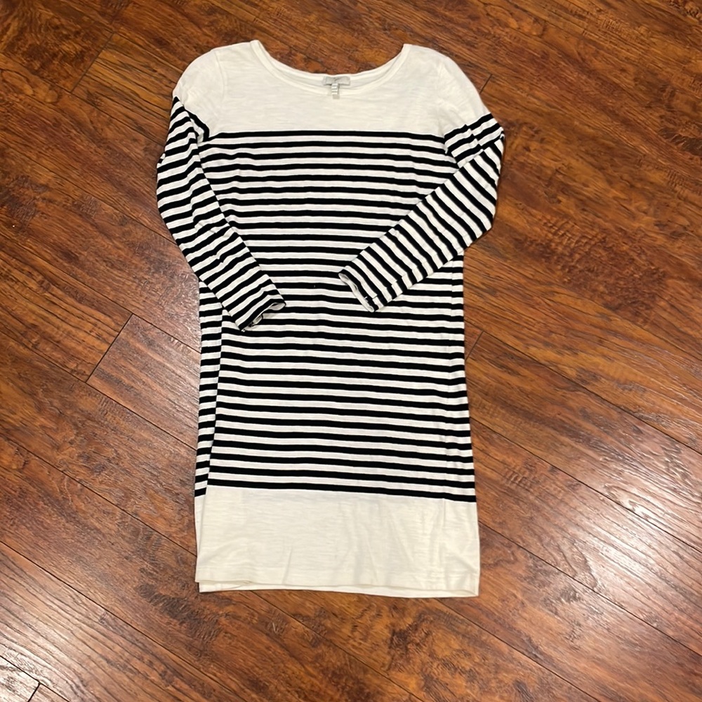 Joie Shirt Dress Black & Off white 3/4 sleeve XXS